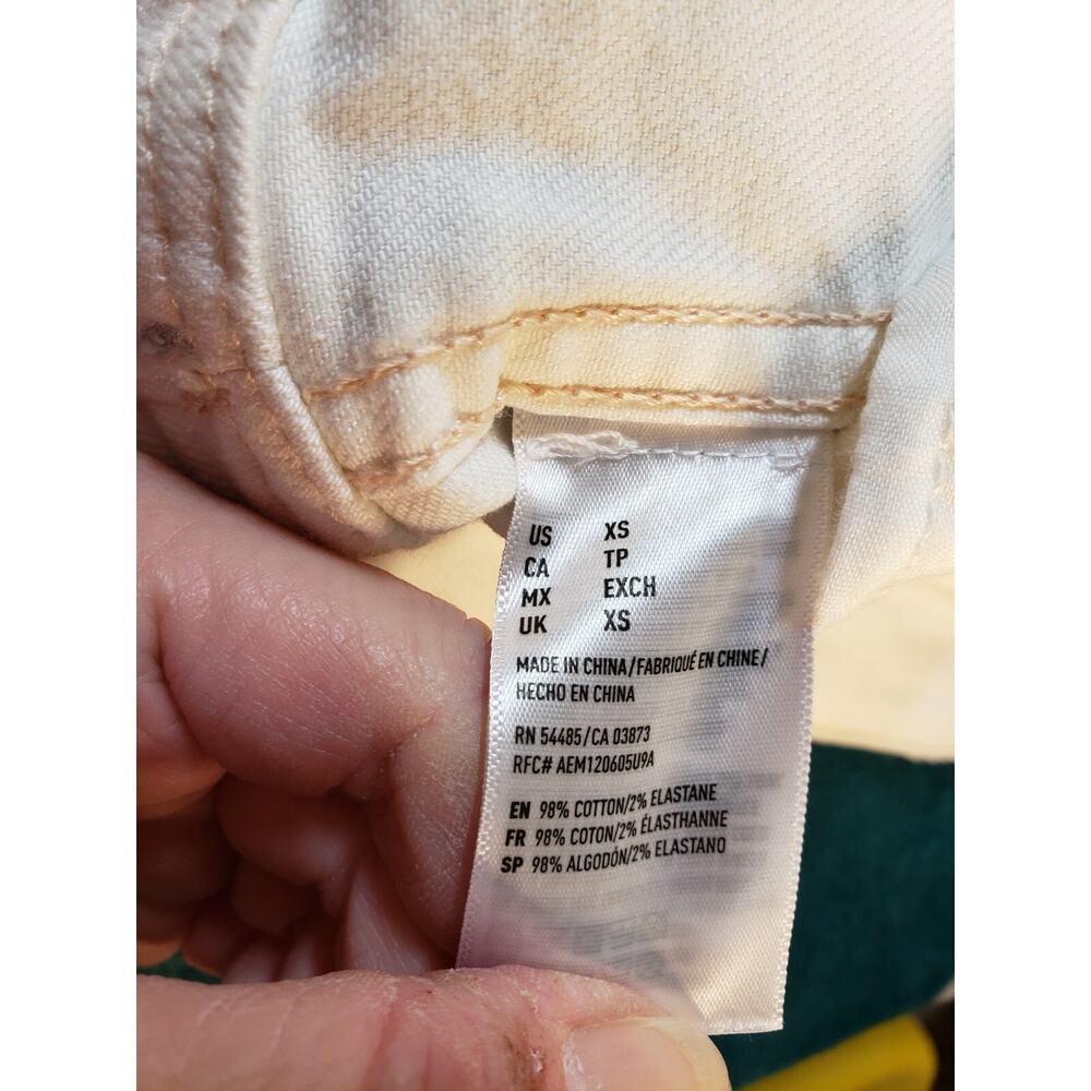 American Eagle Jacket Size Extra Small Womens White Denim Jean Distressed - Picture 4 of 8